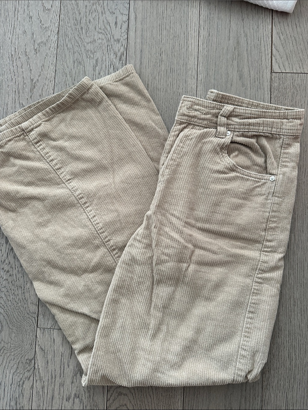 refuge Beige Cream Corduroy Pants - Relaxed Straight